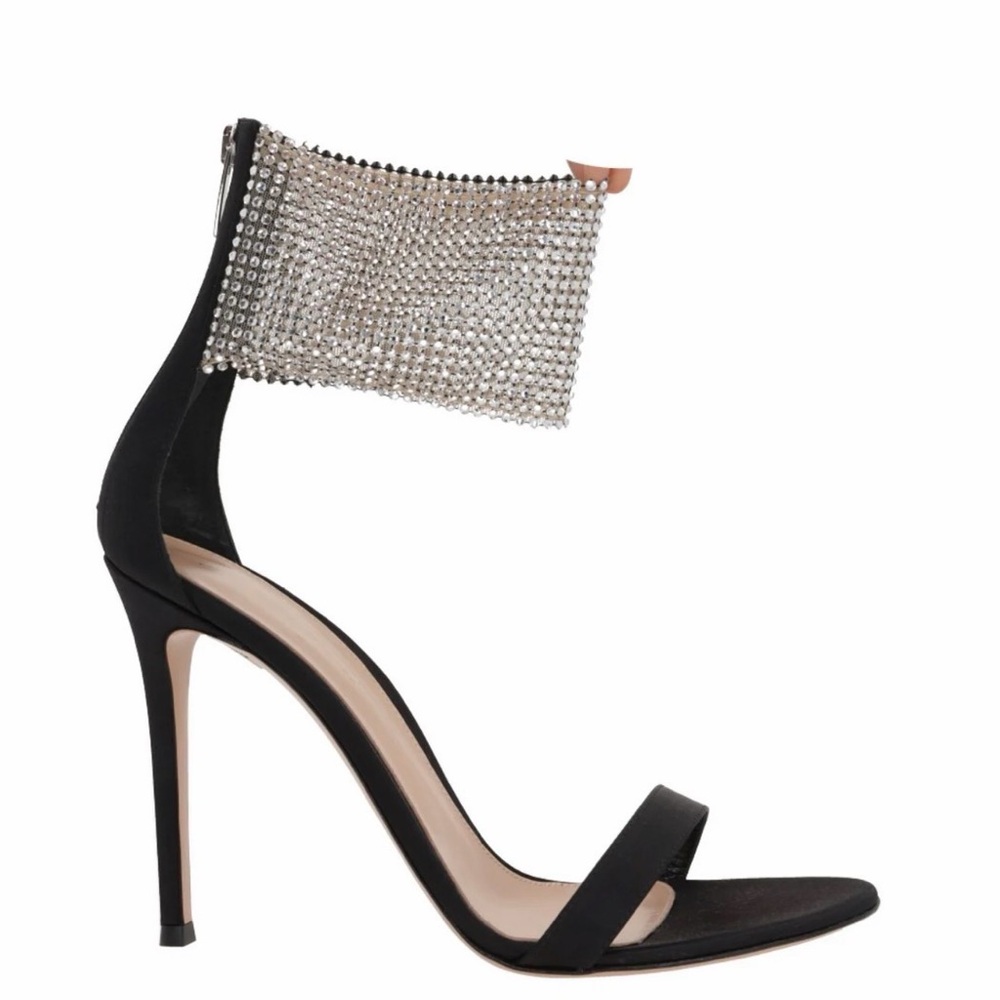 Gianvito Rossi Black and Silver Crystal Heels